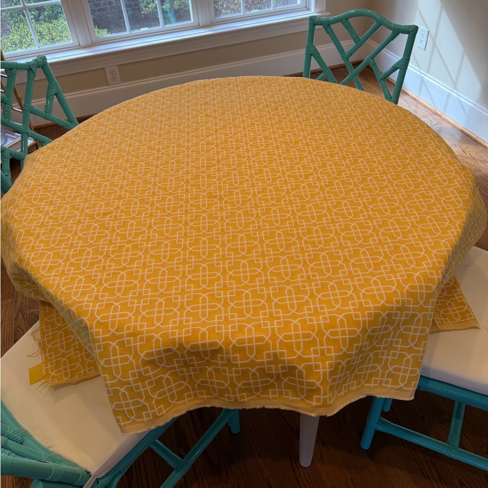 New Society Social Yellow Lattice Fabric Remnant 62 x 56